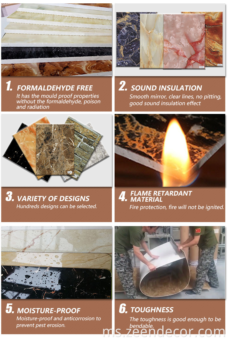 Lembaran marmar pvc.uv sheet.uv marmar.UV Salutan dinding lembaran PVC Marble Sheet.UV Marble Sheet.UV Marble Panel.UV Coating Wall Sheet